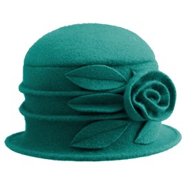 Gajaous Women French Beret Cloche Hats Bucket Hat Vintage Floral Wool Dress Classic Hat 1920s