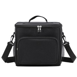 MEMOFYND 1-Piece Lunch Box Insulated Bag, Adjustable Shoulder Strap, Extra Large Size, Picnic Lunch Bag, Leak-proof and Cool-Proof Carry Bag, Reusable. (Black)