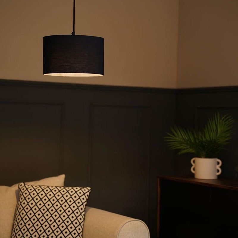 Modern Navy Blue Fabric Cylinder Ceiling Pendant Lampshade/Table Lamp Drum