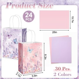 Kolldenn 24 Pack Butterfly Party Favor Gifts Bags with 30 Tissue