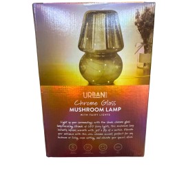 Urban Shop Chrome Glass Mushroom Lamp With LED Fairy Lights 5.1 in W x 7.48 in H