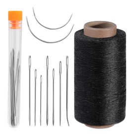 DIUDUS Yards Waxed Leather Thread, Leather Sewing Waxed Thread with Heavy Duty Leather Needles, Leather Thread for Hand Sewing Leather Craft Repair Leather Shoes Bags Sofa (Black)