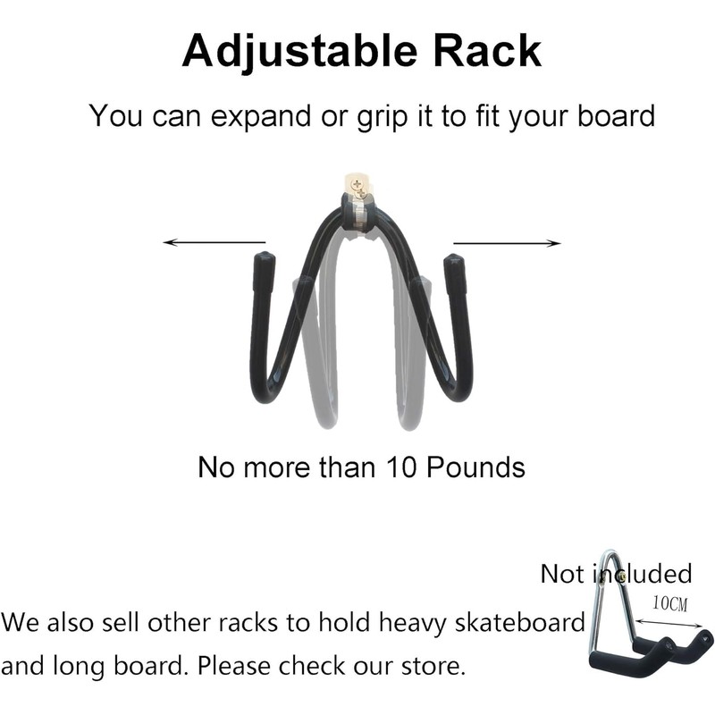 2-Pack Upgrade Skateboard Wall-Mounted Skateboard Hook Hook Skateboard Storage Display