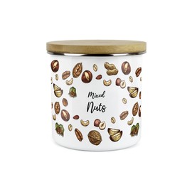 Purely Home Mixed Nuts Food Storage Canister - White Metal Enamel Food Storage Container