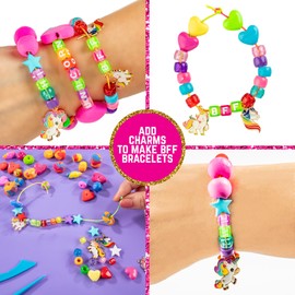GirlZone Unicorn Pendant and Clay Bracelet Set, Clay Bracelets DIY Set for Girls with Unicorn Charms, Air Drying Clay and Colourful Beads, Funny Gift Idea