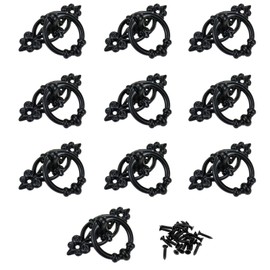 FarBoat 10Pcs Ring Pull Knobs 2.5" Cabinet Bail Pulls for Bathroom Bedroom Kitchen Cupboard Wardrobe with Screws (Black, Hole Centre 45mm/1.8inch)