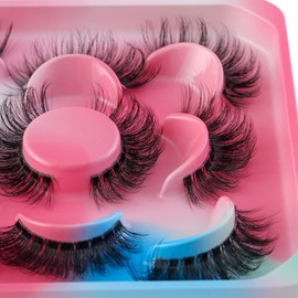 Clear Band Russian Stripe Eyelashes C/D Curl Wispy Fluffy Mink Lashes 3D Fluffy Eyelash Manga Lashes Natural looking false eyelashes that look like individual clusters Mink Eye Lashes Pack (AG06)
