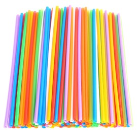100 Pcs Colorful Plastic Long Disposable Drinking Straws.(0.23''diameter and 10.24"long) (Colorful-long)