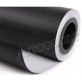 AUTOGOODY 12" x 60" Black Carbon Fiber Vinyl Film Wrap 3D Bubble Free Air Release 1ftx5ft