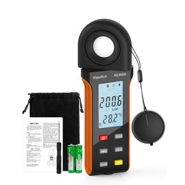 Luxmeter Light Meter, WapoRich Light Meter Digital Illuminance Light Meter Measure 1~400,000Lux/FC with Ambient Temperature Backlight for Photography, Plants (RQ-5000A)