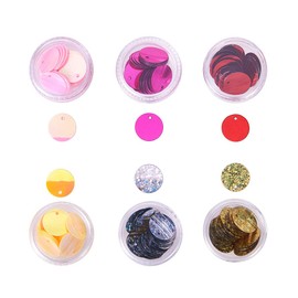 OLYCRAFT 6 Boxes 12 mm Flat Round Sequins Metallic Loose Sequins Sewing Iridescent Sequins Loose Sequins for Jewellery Making, Embroidery, Crafts - Mixed Colour