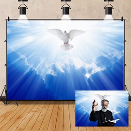 OERJU 6x4ft Jesus Christ Backdrop Holy Peace Dove Heaven Dazzling Sunshine Sky Cloud Photography Background Baby Shower Baptism Church Event Party Decoration Banner Photo Studio Props