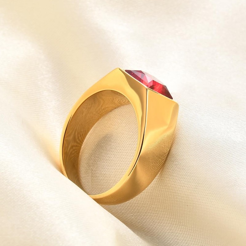 MYNENEY Black/Bule/Red/Yellow Stone Men Rings Classic Statement Signet Ring Gemstone