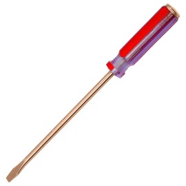 WEDO Screwdriver,Non-Sparking Slotted Screwdriver,Strike Cap Flat Head Screwdriver,Beryllium Copper,Length 243mm(10"),Tip 7mm,Ergonomic Handle,Die-forge,BAM Certificate