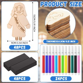 Blueweenly 24 Sets Easter Jesus Figure Crafts DIY Wood Magnet for Kids Sunday School Vacation Bible School Craft Color Your Own Jesus Loves You with Magnets and Color Pens for Activity Easter