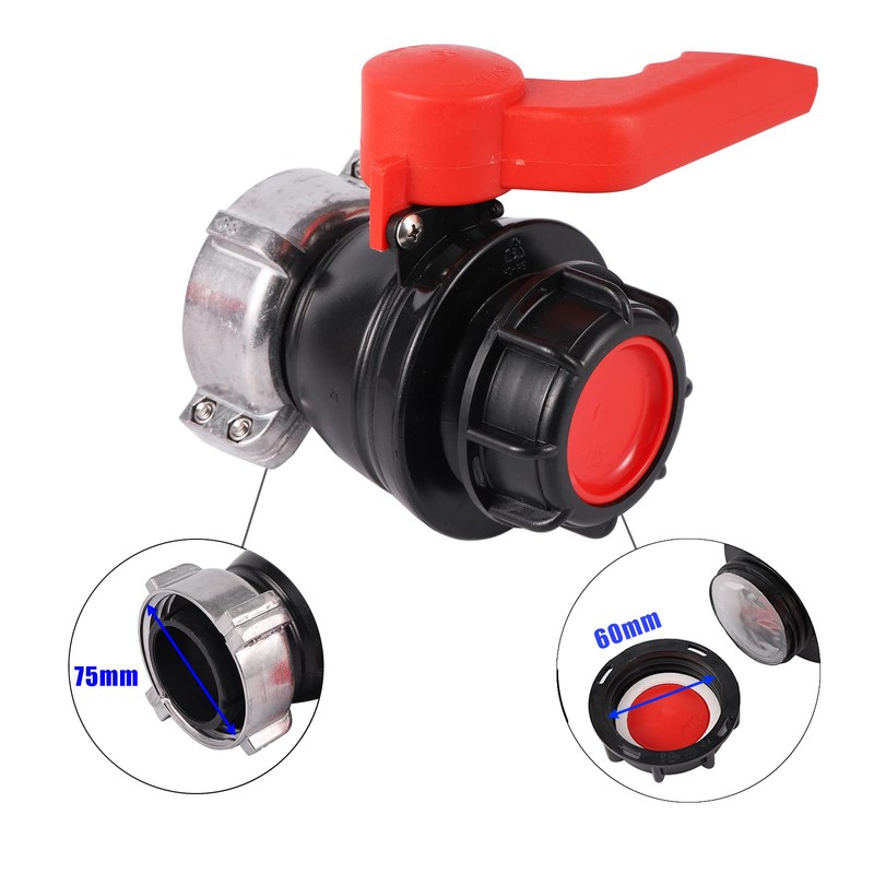 FOGWOWO IBC Adapter Ball Valve 60 mm to 75 mm