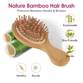 Travel Mini Sandalwood Hair Brush Comb for Women & Kids, Melous Wooden Bamboo Anti-Static Detangler Brush Massage Scalp Comb for Hair Growth