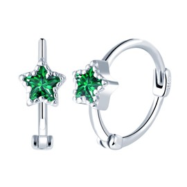 Yumilok Women's Hoop Earrings 925 Sterling Silver Cubic Zirconia Pentagram Star Women's Stud Earrings Huggie Piercing Cartilage for Women, Silver