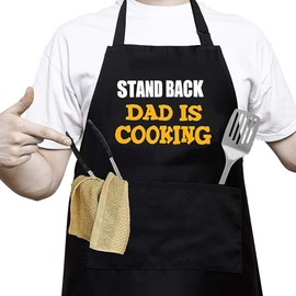 Dacatoow 1 Pcs Aprons for Men,Fun and Fashionable Mens Aprons for Cooking,Soft and Durable Mens Apron,Men's Adjustable Fun Barbecue Apron,Dad Son Father Husband Barbecue Apron(Black)