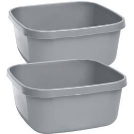 #11 2 x Bowls 9 Litres – Square – 31 x 31 x 14 m – Grey – Washing Up Bowl Water Bowl – Plastic Sink Sink Tub Box – Camping Washing Up Bowl Plastic Bowl