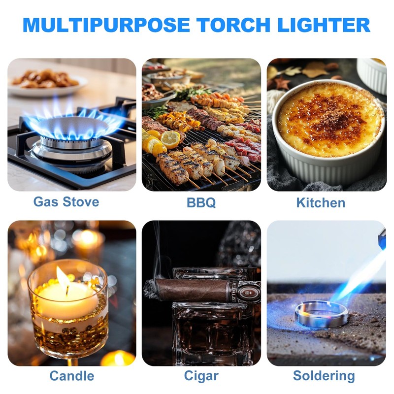 ZQMW Torch Lighter, Butane Lighter, Adjustable Big Jet Flame Butane