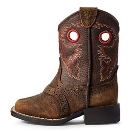 ARIAT Boys' Rough Stock Western Boot Square Toe Brown 6 D(M) US