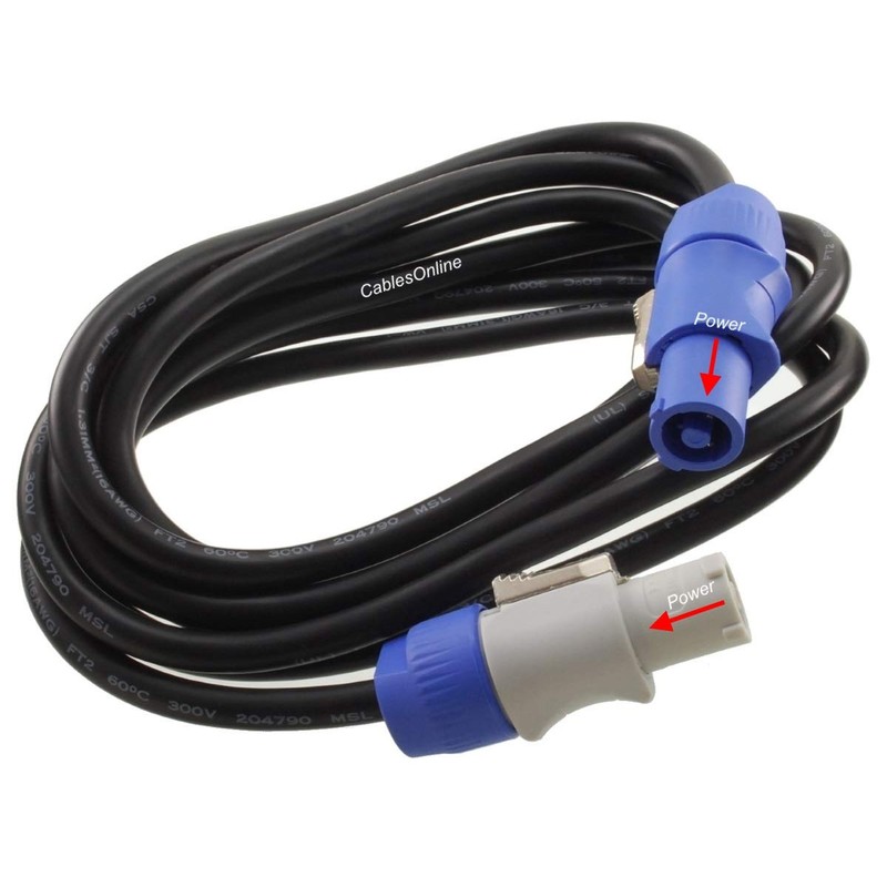 CablesOnline, 10ft. 16AWG Stage Lighting Fixture PowerCon-Compatible Power-Through Jumper Cable,