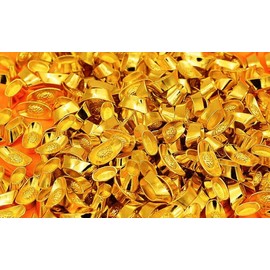 WellieSTR 100PCS Lucky Money Golden Tone Ingot Feng Shui Auspicious Mini Home Office Decor Ornament 2.2cm X 1cm