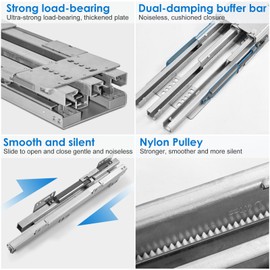 1 Pair Full Extension Drawer Slides, Soft Close Metal Drawer Slide for Cabinet Bottom Mount, Heavy Duty Drawer Rails with 132lb Capacity, for Cabinet Wardrobe Desk Dresser Wine Cooler (18 inch)
