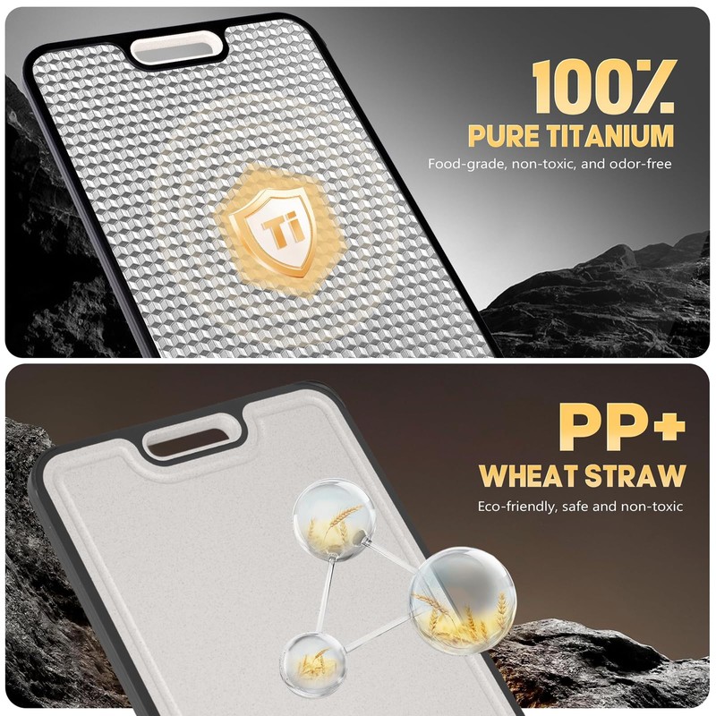 Titanium Cutting Board Double-Sided, Diamond-Patterned Meat & Vegetable Chopping Board