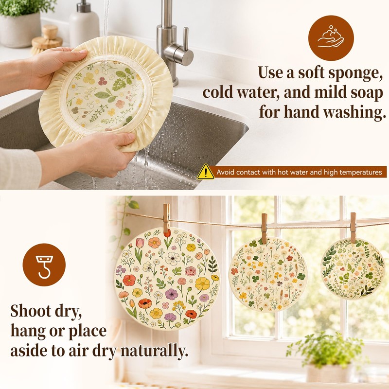 3 Pcs Reusable Beeswax Bowl Covers for Bread Proofing, 100%