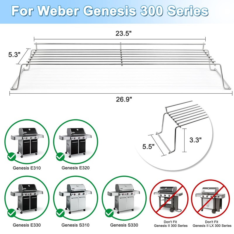 Adviace 65054 Grill Warming Rack for Weber Genesis 300 Series,