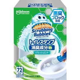 Scrubbing Bubbles Toilet Cleaner Toilet Stamp, Deodorizing Ingredients in Refreshing Mint Scent, Main Unit (1 Handle + 1 Replacement), 6 Stamps