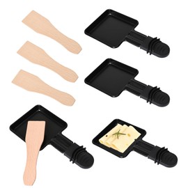 4 Pack Mini Grill Cheese Non-Stick Pan,3.54 * 3.54inchs Square Raclette Cheese Melting Pan,with 4 Pcs Wooden Spatulas,Egg Frying Pan