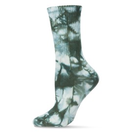 MeMoi Women's Tie Dye Athletic Rib Cotton Blend Crew Socks Black 9-11