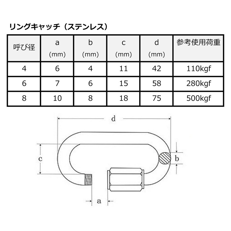 FregocS Rich4-8p Ring Catch, Call 4, Stainless Steel, Convenient, Set