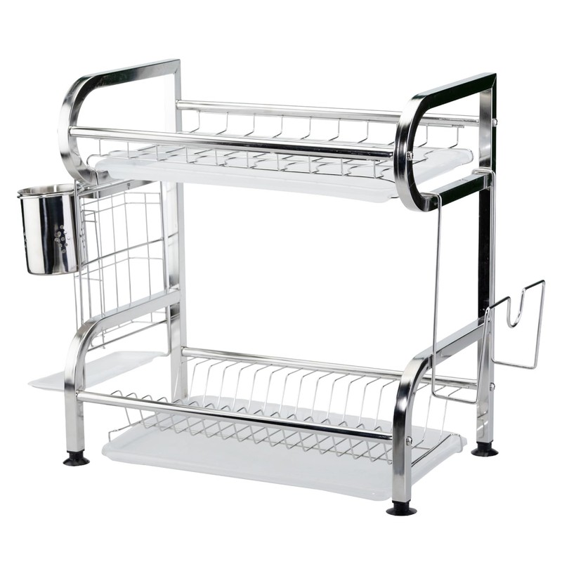 Farenheit Stainless Steel 2-Tier Dish Drying Rack for Kitchen Storage,
