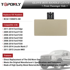 TQPONLY Beige Glove Box Latch Compartment Door Handle Front Passenger Side Compatible with 2008-2014 Ford F150 F250 F350 F450 Edge Lincoln MKX