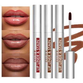 3Pcs Lip Stain - Lip Liner Stain, Natural Long Lasting Lip Stain Peel Off, Waterproof Stay On All Day, Transfer-Proof, Highly Pigmented, Instant Peel Off lipstick (Coffee & Cocoa & Rose)