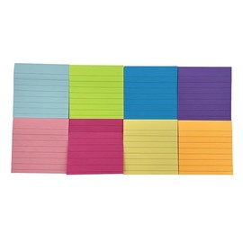 Superlele 8 Sets of 8-Color Rainbow Colored Double Adhesive Paper Sticky Notes, 3x3 inch Super Sticky Notes, 100 Sheets per Book