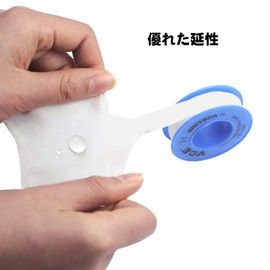 VCE PTFE Sealing Tape Water Leak and Air Leak Prevention for Faucet Screws, Oil Resistant, Heat Resistant, 4.7 x 39.6 ft (12 mm) x 39.5 ft (13 m), White + Blue, 2 Rolls