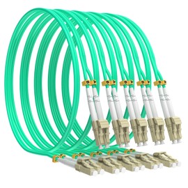 VIGTP Om3 Lc to Lc Fiber Patch Cable 2m 5 Pack, Lc to Lc Multimode Duplex 50/125μm, 10Gb Multi Mode Lc-Lc Fiber Optic Cable OM3, Aqua LSZH MM Fiber Lc to Lc 2 Meters 6.56ft