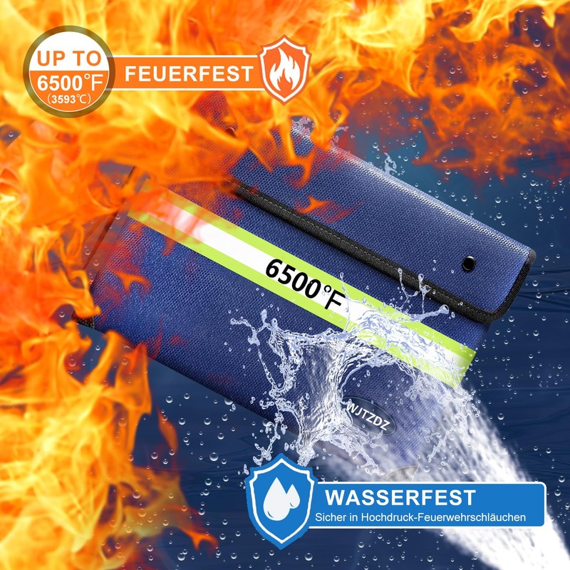 6500 °F Improved Fireproof Wallet with Waterproof Zip for Cash,