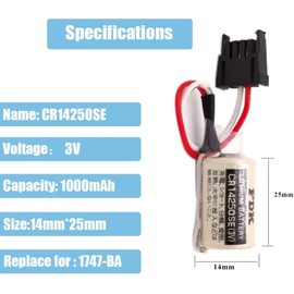 ﹙▷ 2 Pcs ◁﹚CR14250SE 3V Lithium Battery for Sanyo CR14250SE Battery for FDK Lithium Battery CR14250SE, 1747-ba Battery, 1000mAh