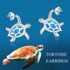 WINNICACA Sea Turtle Earrings Sterling Silver Turtle Jewelry Created Blue