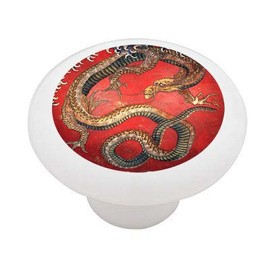 Gotham Decor Japanese Dragon by Hokusai Ceramic Drawer Knob