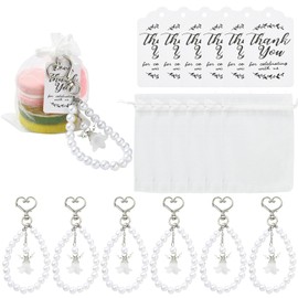 Ipotkitt 10 pcs Angel Keychains Favor Set Fairy Charms Hanging Ornaments Paper Presents Tags and Organza Presents Bags for DIY Crafts Weddings Baby Showers Funeral Favors