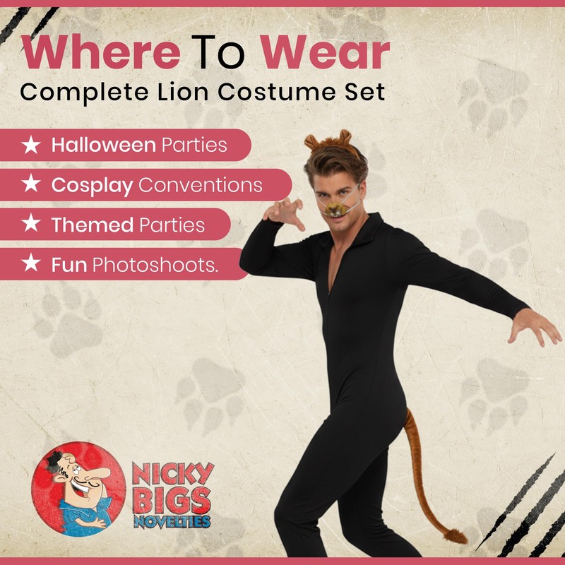 Nicky Bigs Novelties Lion Costume Accessory Set for Adults Brown