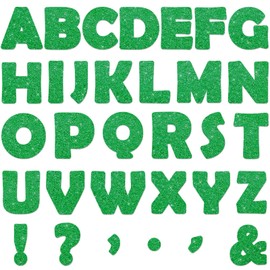 Qyeahkj 150 PCS Large 6" Font Letters and Punctuation Set Glitter Green Summer Classroom Alphabet Cutouts for Bulletin Poster Board Home School a Great Helper to Inspire Students' Learning Interest