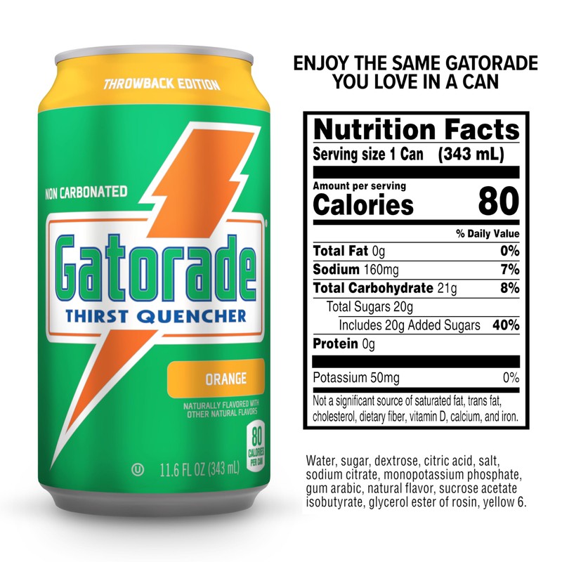 Gatorade Thirst Quencher, Orange, 12 Fl Oz Cans (Pack of